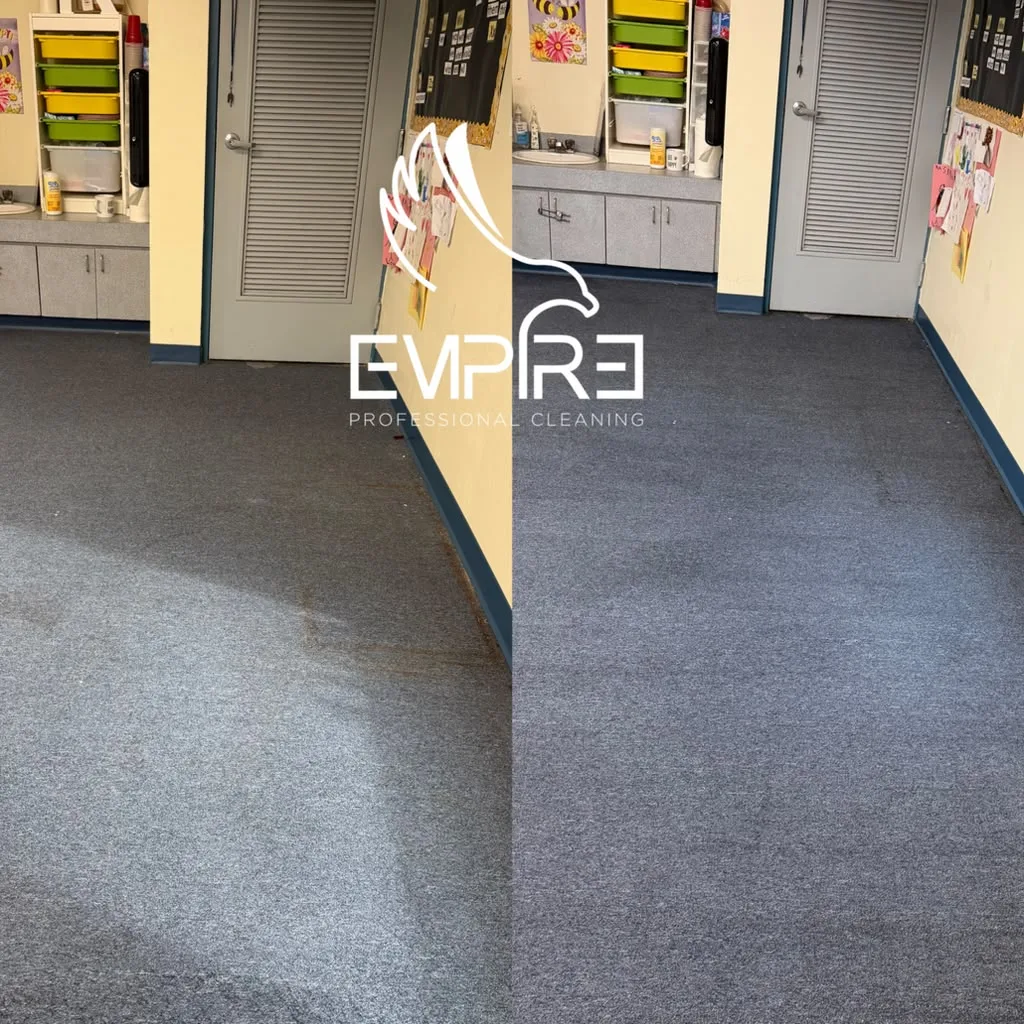 Before and after school classroom carpet extraction by Empire
